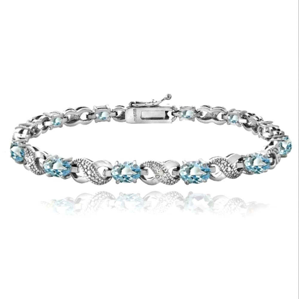 Blue Topaz and Diamond Accent Infinity Bracelet